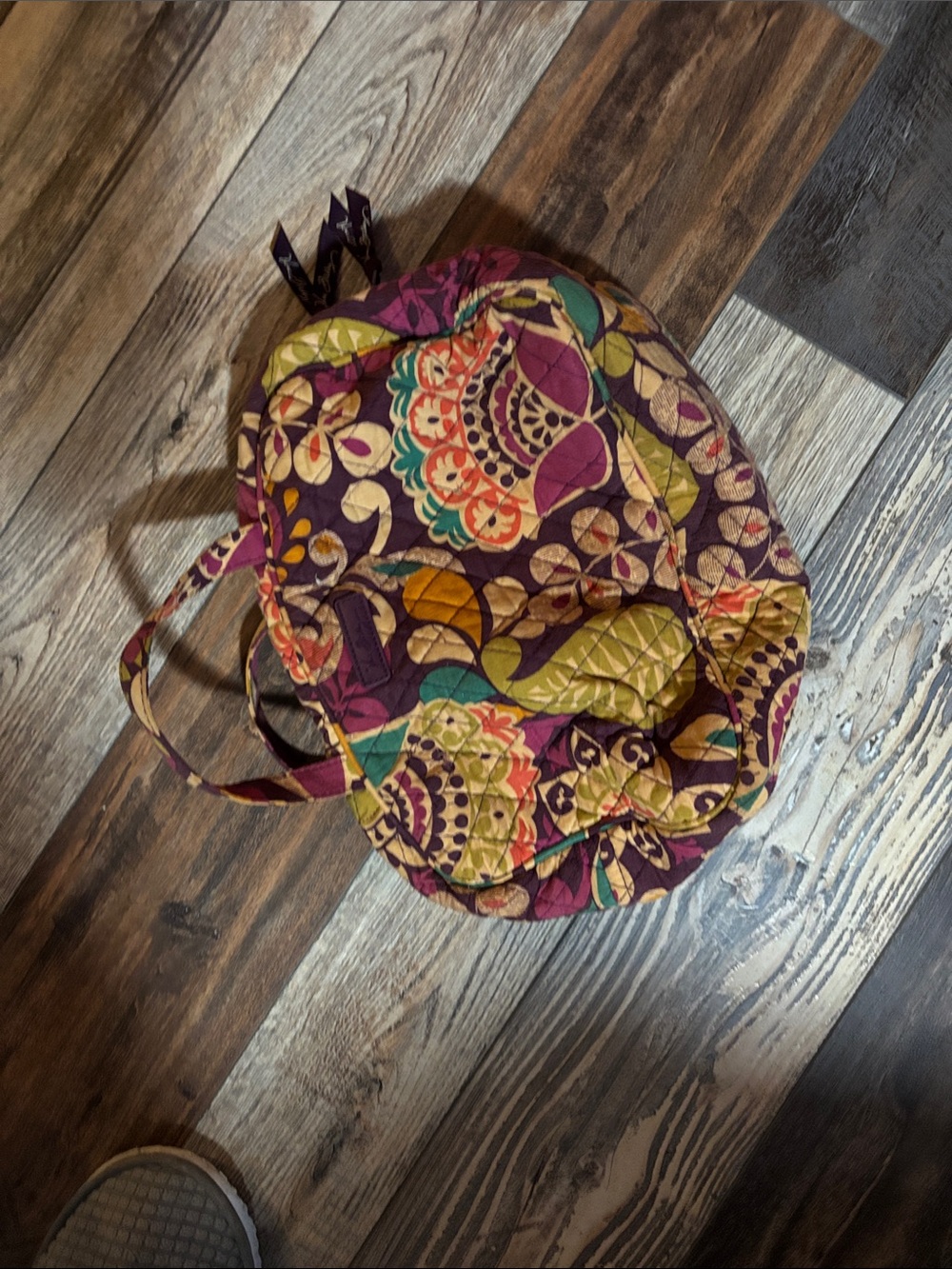 Vera Bradley Multicolor Quilted Floral Tote - Plum, Teal & Mustard